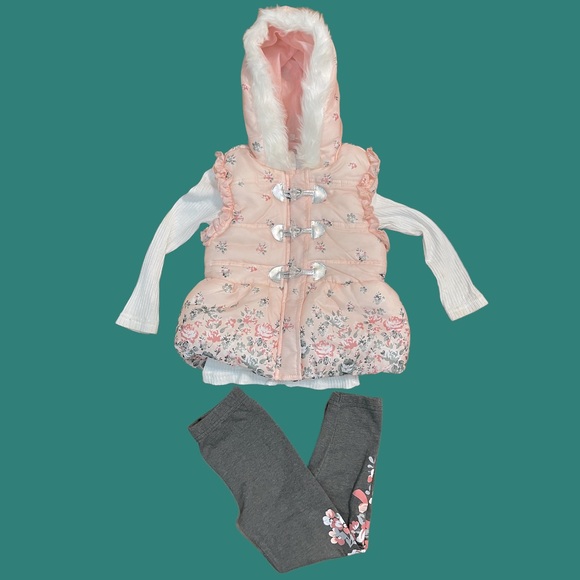 Little Lass Other - Girl’s Pink Puffer Vest Outfit